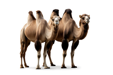 Obraz premium Two Bactrian Camels portrait on isolated background 