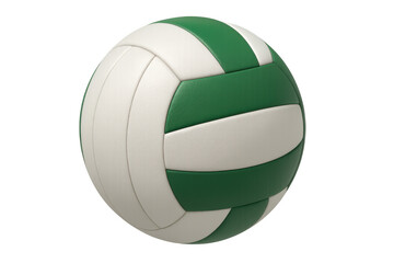 Green and white volleyball on transparent background, ideal for sports, games, and athletic activity concepts