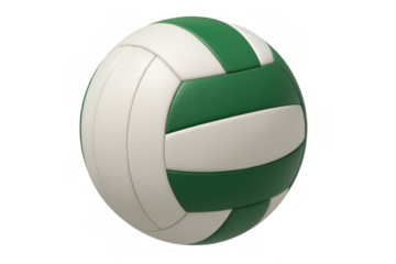 Green and white volleyball on transparent background, ideal for sports, games, and athletic activity concepts