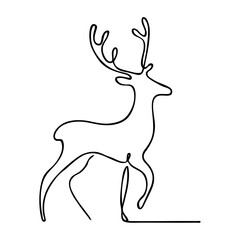 Dibujo con línea continua de reno Rudolph para tarjetas y felicitaciones de Navidad
