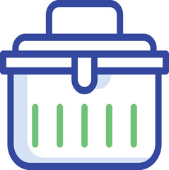 Illustrative tool box with various hand tools and equipment