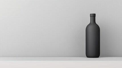 Black label on a sleek bottle, displaying minimalist and modern packaging design.