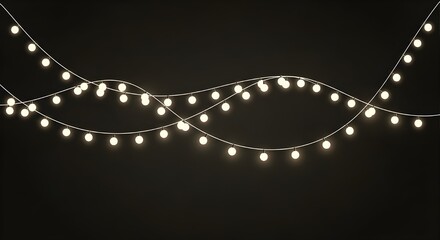 String of warm white fairy lights on a dark background, creating a cozy and magical atmosphere for festive occasions