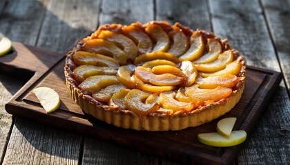 Delicious caramelized apple tart, a gourmet dessert suitable for special occasions or an elegant brunch