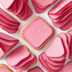 Colorful Slices of Processed Meat on Background in Various Shapes