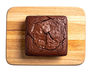  Delicious Chocolate Brownie Cake on Rustic Wooden Background PNG
