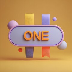 Colorful 3D Render of Number One in Playful Design with Shapes