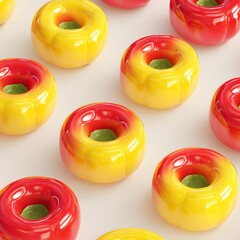 Colorful Toy Candy Rings on a Bright Background for Fun Playtime