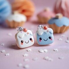 Cute Kawaii Dessert Charms with Happy Faces and Sweet Decorations