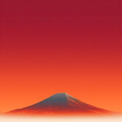 Majestic Mountain Peak Against Vibrant Red and Orange Sky at Dusk