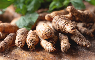 deodeok, mountain herb whose roots have restorative properties, Warm herbal tea
