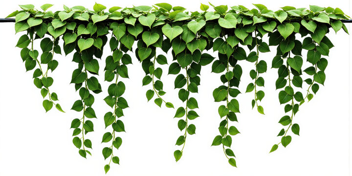 Hanging Green Ivy Plant Isolated Transparent Background Trailing Vine Foliage Wall Covering Decor Element Garden Realistic Cutout Single Strand Potless