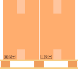 Cardboard boxes on a wood pallet.