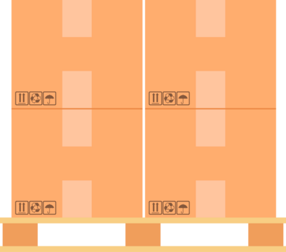 Cardboard boxes on a wood pallet.