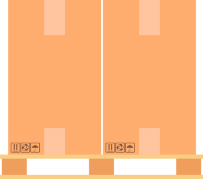 Cardboard boxes on a wood pallet.