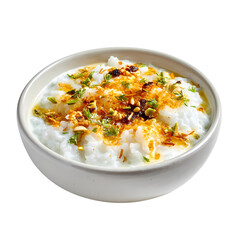 Creamy risotto with herbs and parmesan isolated on transparent background