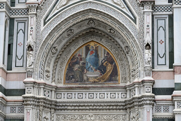Obraz premium Florence city views. Marble Dome, Details of Statues and Buildings. Arno River. Ponte Vecchio.