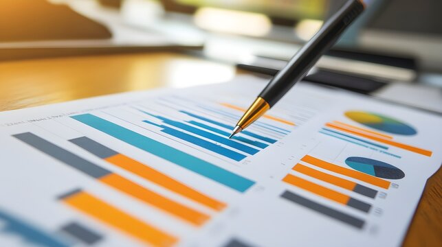 Financial Report Analysis Teal Orange Gray Charts Pen