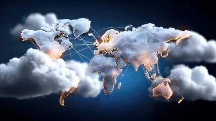 Cloud world map illustration connectivity digital data concept - Powered by Adobe