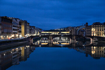 Obraz premium Florence city views. Marble Dome, Details of Statues and Buildings. Arno River. Ponte Vecchio.
