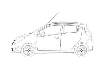car outline drawing, sketch, contour image
