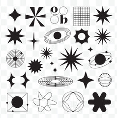 Abstract Y2K Geometric Shapes and Symbols