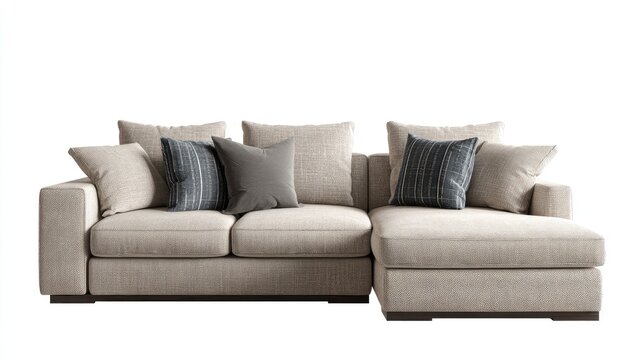 Beige sectional sofa with dark-toned accent pillows