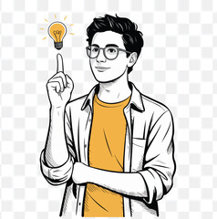 Bright Idea Young Man with Lightbulb