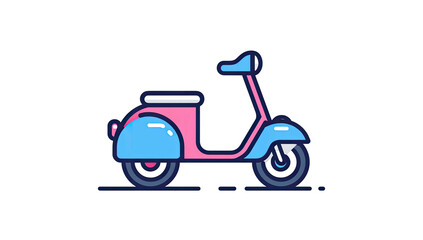 Fototapeta premium Illustration of a pastel-colored, retro scooter against a stark black backdrop