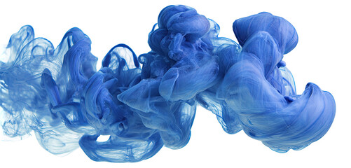 Abstract swirling blue ink against a stark black background, creating a dynamic and fluid form