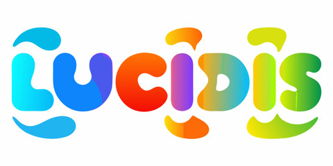 Colorful and playful word lucidis with smooth gradient colors and bubbly shapes