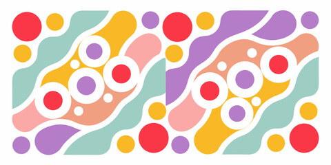 Abstract geometric pattern with flowing shapes and circles in pastel colors