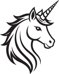 Unicorn Head Line Art Vector