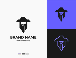 Mystic Wizard Logo Design – Magical Sorcerer with Hat Illustration for Fantasy, Gaming, and Creative Branding