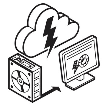 Cloud Backup on PC Icon Vector Design