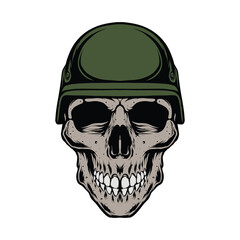 Military Skull Wearing Tactical Helmet