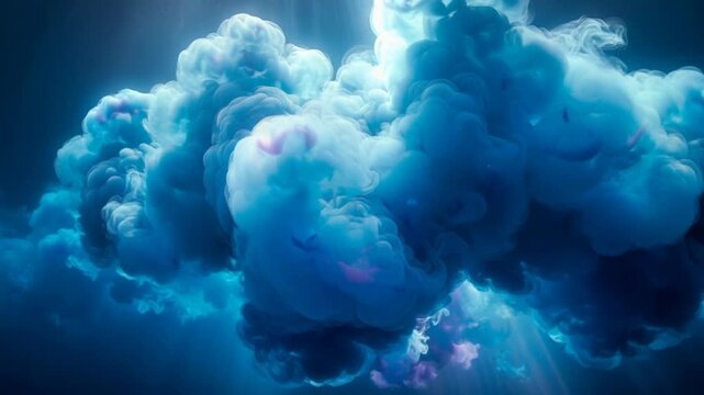 Majestic Blue Cloud Formation with Sunbeams Streaming Through in Bright Sky Scene