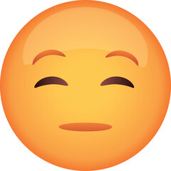 Orange Round Face Emoji With Closed Eyes And Slight Smile Against A Transparent Background Representing Calmness And Contentment