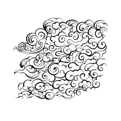 Intricate Oriental Swirling Clouds illustration