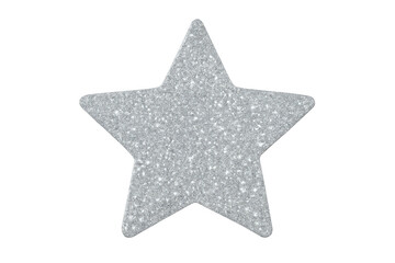 Obraz premium Silver glitter star design element sparkling on a transparent background, conveying joy and celebration