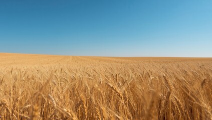 Golden Texture Under Azure Sky. A Study in Light and Form on a Vast Plane.