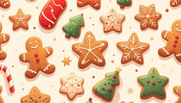seamless pattern with christmas cookies - Powered by Adobe