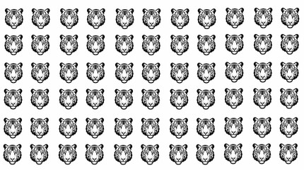 Seamless pattern of tiger faces for textile and design