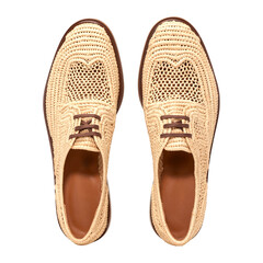 Chaussure été en corde naturel sur fond blanc