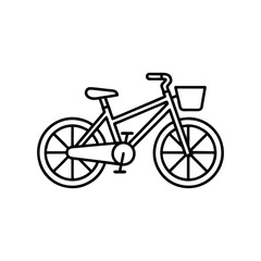 Fototapeta premium Simple Outline Bicycle with Basket - Cycling and Transport Icon Clipart