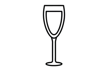 champagne glass  line art vector icon
