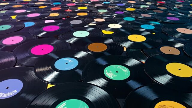 Colorful Vinyl Records - A Nostalgic Music Collection.