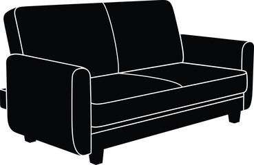 Modern black silhouette of a two seater sofa