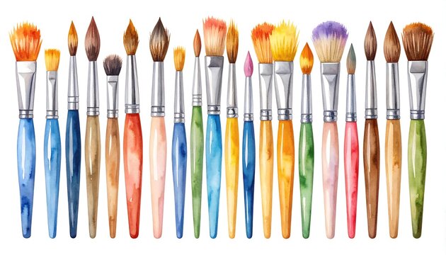 Watercolor Paintbrushes - A Colorful Collection for Artistic Expression.