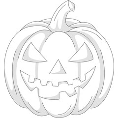 Outline Drawing of a Halloween Pumpkin Jack O Lantern With Carved Face On A Transparent Background